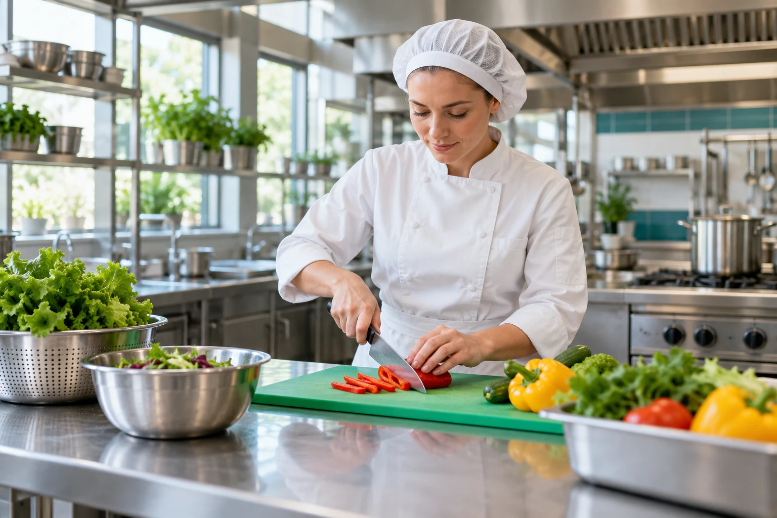 Prepararea alimentelor într-o bucătărie profesională curată